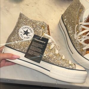 NWT Custom Converse Glittery Gold High-Tops US 9.5